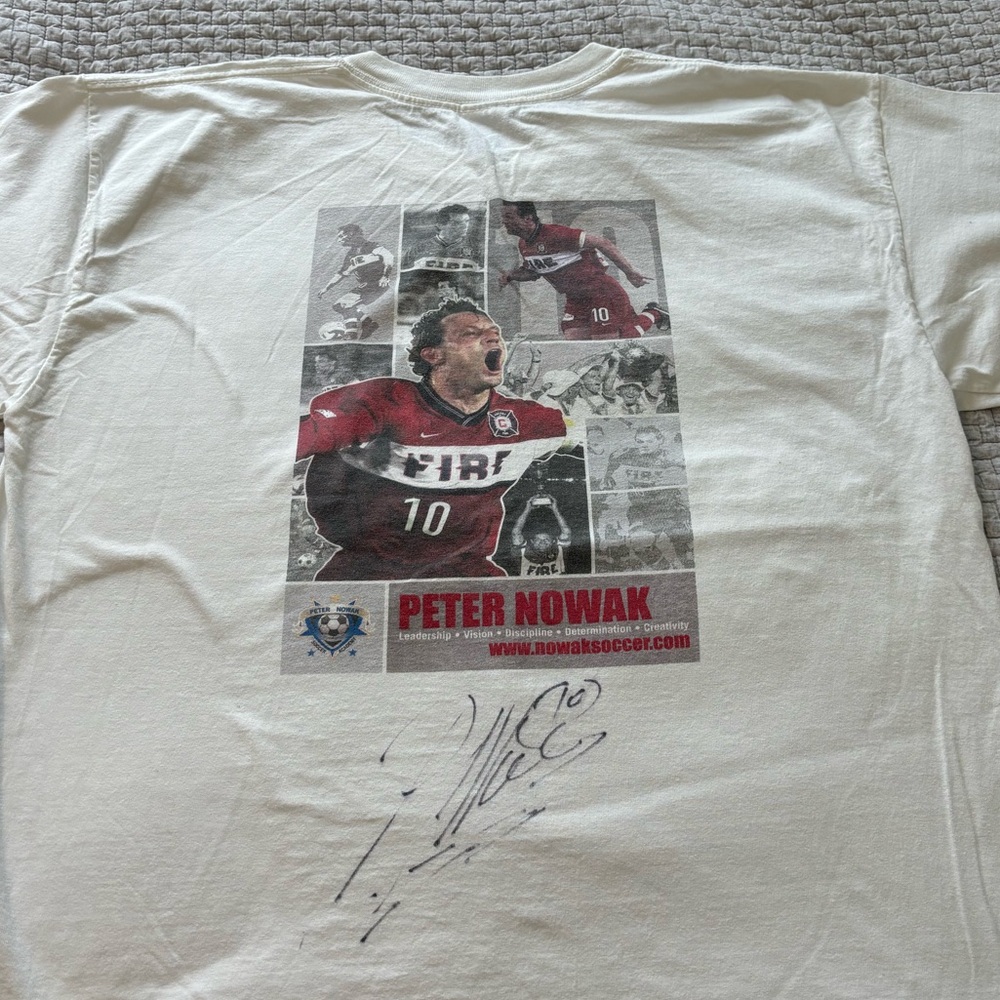 Y2K MLS Chicago Fire Peter Nowak Soccer Academy Autographed Shirt Size XL
